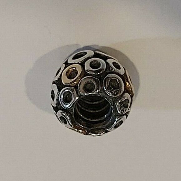 Authentic PANDORA Silver & 14k Gold *Retired* Oh Bead Charm 790325 - Picture 9 of 9